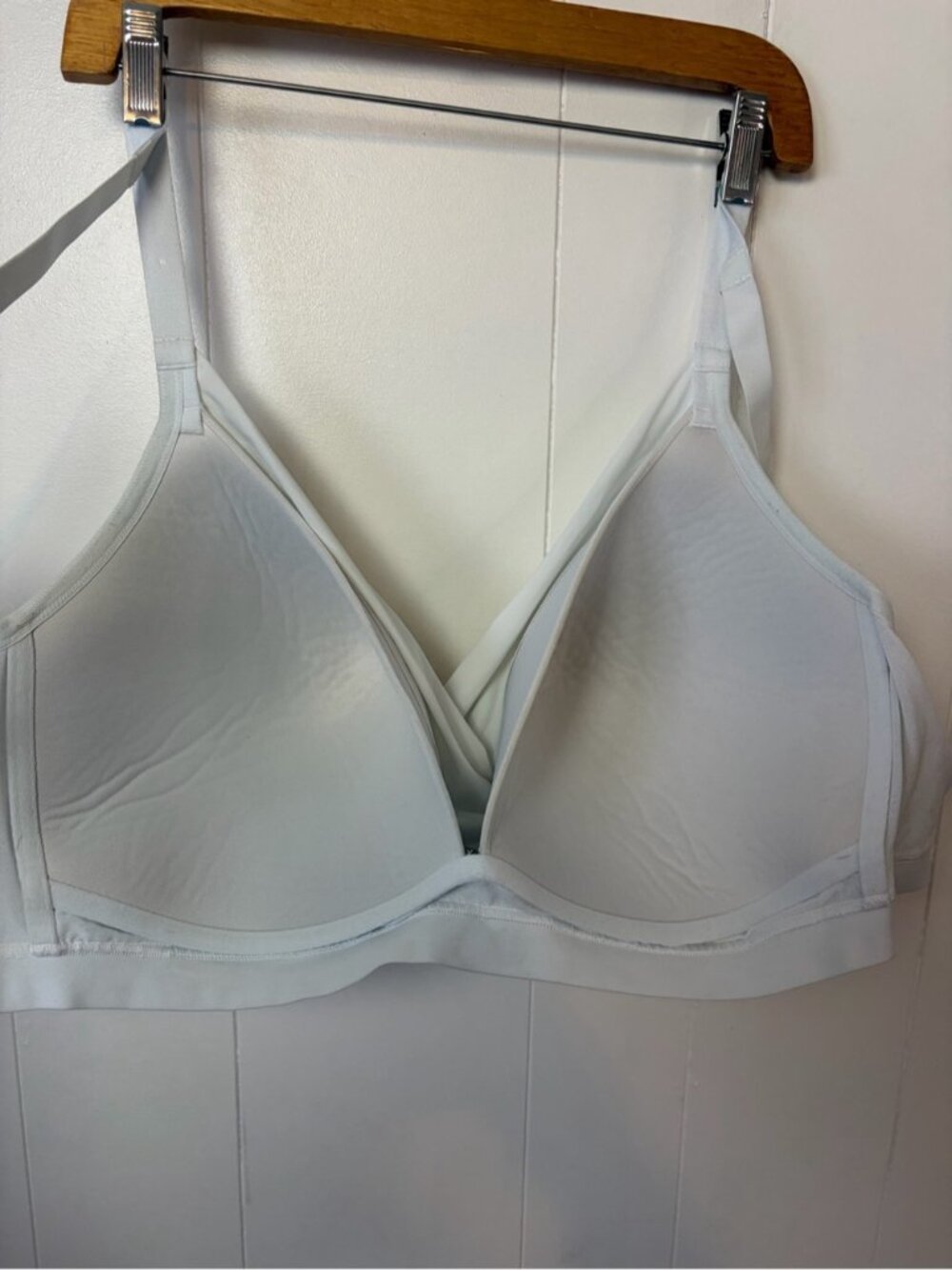 Deesse White Wireless Lounge Plunge Bra White Wire Free 48dd Lingerie Comfort - Picture 6 of 9